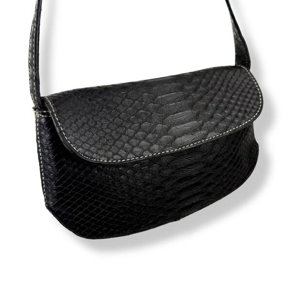 Y2K TOMMY HILFIGER black snakeskin super mini shoulder bag - Picture 11 of 14